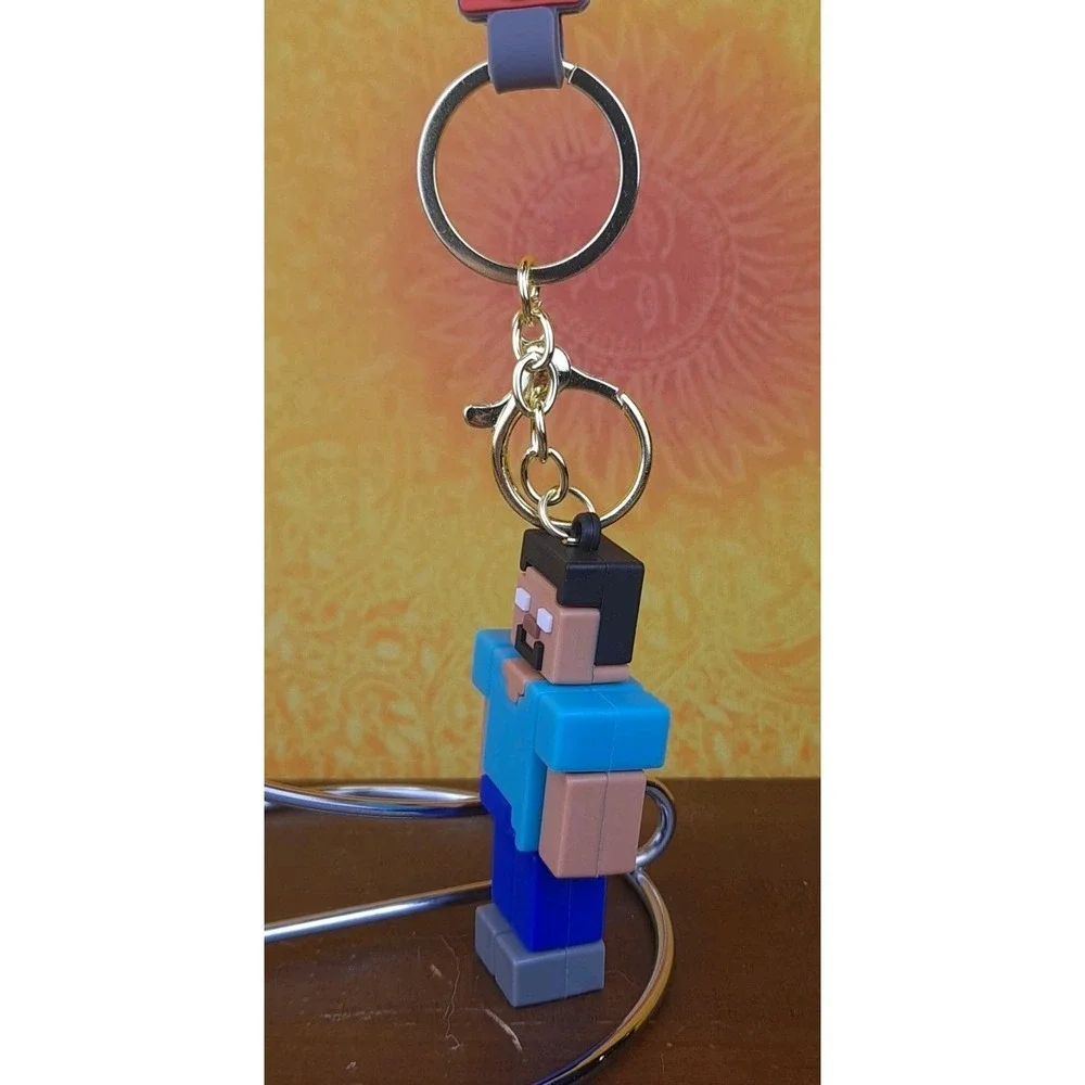 Steve‎ 3D PVC Minecraft Figure Keychain Backpack Wristlet